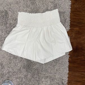 Small white leather shorts